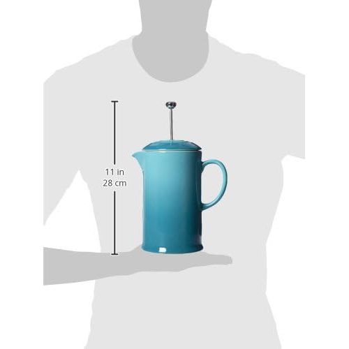 르크루제 Le Creuset PG8200-1017 Stoneware French Press Coffee Maker, 27 oz, Caribbean