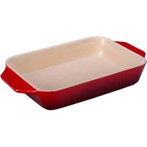 르크루제 Le Creuset Stoneware Rectangular Dish, 3.15 qt. (9 L x 12 W x 2.5 H inches), Cerise