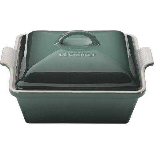 르크루제 Le Creuset Stoneware Heritage Covered Square Casserole, 9-Inch, Artichaut