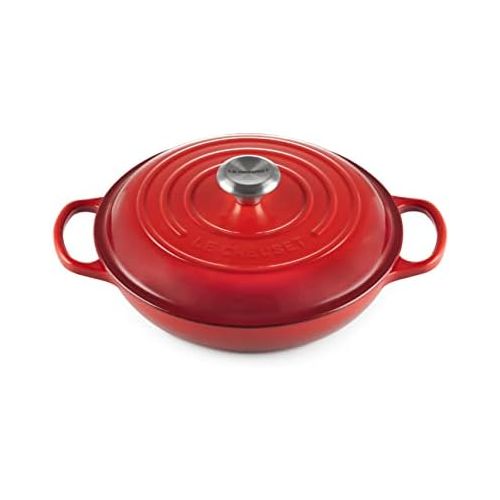 르크루제 Le Creuset Enameled Cast Iron Signature Braiser, 3.5 qt., Cerise