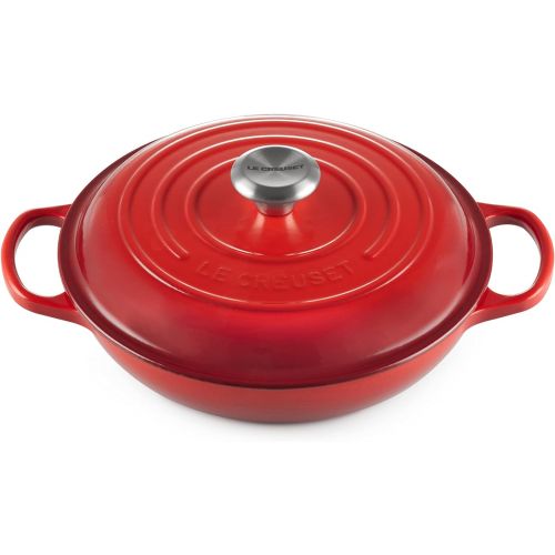 르크루제 Le Creuset Enameled Cast Iron Signature Braiser, 3.5 qt., Cerise