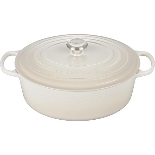 르크루제 Le Creuset Enameled Cast Iron Signature Oval Dutch Oven, 8 qt., Meringue