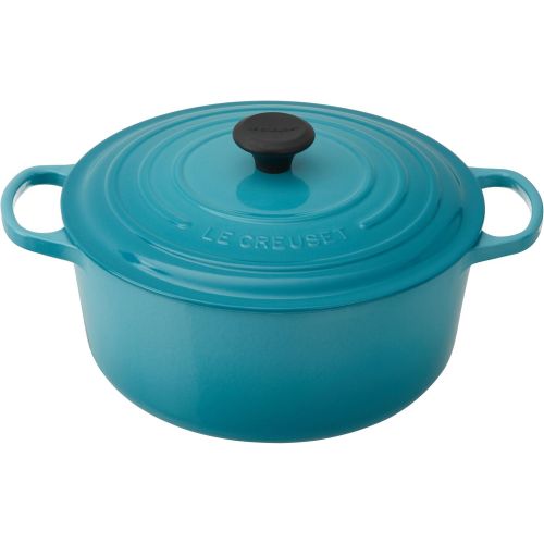 르크루제 Le Creuset Enameled Cast Iron Signature Round Dutch Oven, 7.25 qt., Caribbean