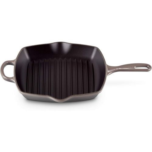 르크루제 Le Creuset Enameled Cast Iron Signature Square Skillet Grill, 10.25, Oyster