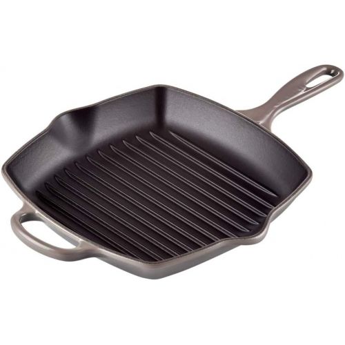 르크루제 Le Creuset Enameled Cast Iron Signature Square Skillet Grill, 10.25, Oyster