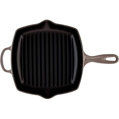 르크루제 Le Creuset Enameled Cast Iron Signature Square Skillet Grill, 10.25, Oyster