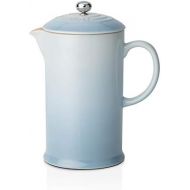 Le Creuset French Press Coffee Maker with Stainless Steel Press Insert 800 ml Stoneware, Sea Blue, 750 ml