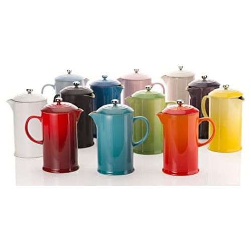 르크루제 Le Creuset French Press Coffee Maker with Stainless Steel Press Insert 800 ml Stoneware, Sea Blue, 750 ml