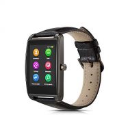 Le Pan LePan Bluetooth Smartwatch for Tracking Fitness and Health, with Big 1.61 Touch Screen, Aluminum Alloy Frame, Genuine Leather Band, Compatible with iOS8.0+ and Android4.4+ Smart Ph