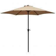 Le Papillon 9 ft Outdoor Patio Umbrella Aluminum Table Market Umbrella 6 Ribs Crank Lift Push Button Tilt