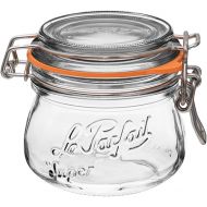 Le Parfait Super Jar - 1.5L French Glass Canning Jar w/Round Body, Airtight Rubber Seal & Glass Lid, 48oz/Quart & Half (Pack of 6) Stainless Wire