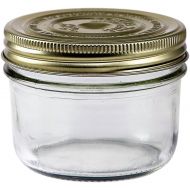 Le Parfait Familia Wiss Terrine - 350ml Wide Mouth French Glass Mason Jar w/ 2-Piece Gold Lid, 12oz (Pack of 4)