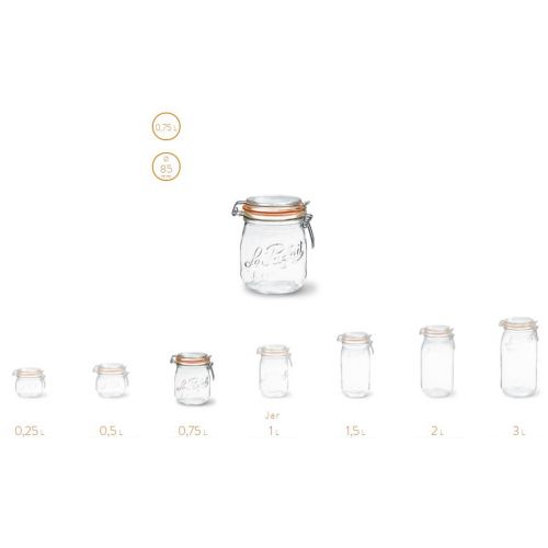  Le Parfait French Super Jar with 85mm Gasket and Lid .75 Liter (Pack of 6)