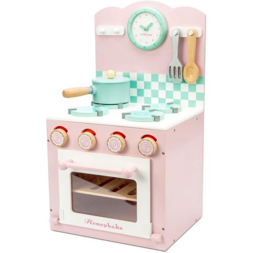  Le Toy Van - Colorful Wooden Honeybake Oven & Hob Pink Set Wood Pretend Play Kitchen Toy Set Girls and Boys Role Play Toy Kitchen Accessories