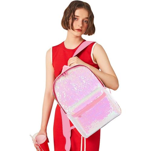  [아마존 핫딜] Le Vasty Flip Sequin School Backpack Bookbag for Girls Boys Kids Travel Daypack Cute Book Bags Back Pack