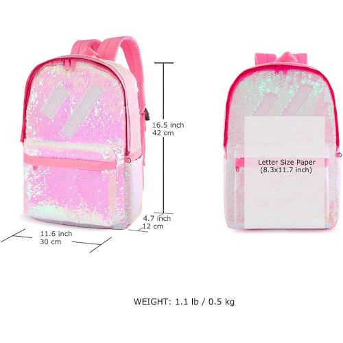  [아마존 핫딜] Le Vasty Flip Sequin School Backpack Bookbag for Girls Boys Kids Travel Daypack Cute Book Bags Back Pack