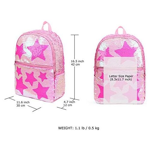  [아마존베스트]Le Vasty Sequin School Backpack for Girls Kids Cute Elementary Book Bag Bookbag Teen Glitter Sparkly Back Pack