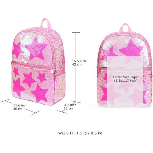  [아마존베스트]Le Vasty Sequin School Backpack for Girls Kids Cute Elementary Book Bag Bookbag Teen Glitter Sparkly Back Pack