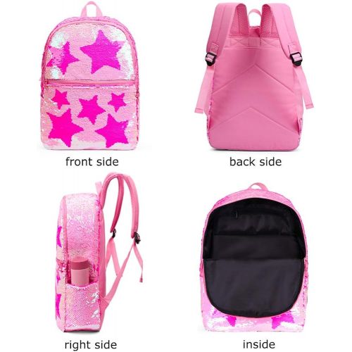  [아마존베스트]Le Vasty Sequin School Backpack for Girls Kids Cute Elementary Book Bag Bookbag Teen Glitter Sparkly Back Pack