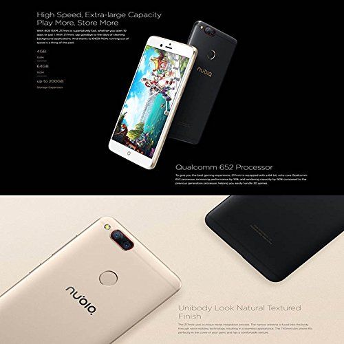  LeEco Nubia Smartphone Z17 Mini 5.2 inch 4GB+64GB Storage Gorilla Glass FHD Screen 2.5D Nubia UI 4.0 (Android 6.0) 4G LTE Smartphone (Gold)