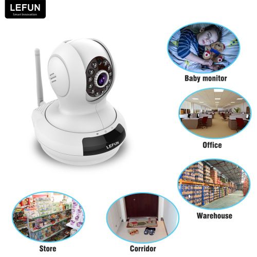  LeFun Wireless IP Security Camera Nanny Cam Supports 2.4G WiFi Two Way Audio Pan Tilt Motion Detection Night Vision Use for Home Surveillance Baby Pet Monitor