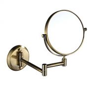 LeHang 8 Inch Antique Dual Sided Wall Mount Makeup Mirror with 7x Magnification,Antique Brass Finish 1306 (7X)