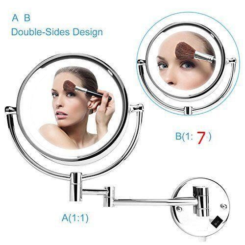  LeHang 8Inch LED Lighted Wall Mount Makeup Mirror with 7x Magnification,Chrome Finish (1001,7x)