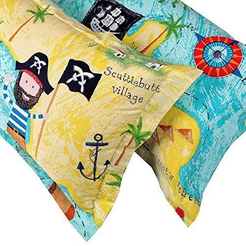  LeLv Pirates of the Caribbean Duvet Cover Set Sky Blue Boys Bedding Kids Bedding, Full Size (Twin)