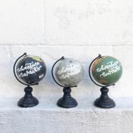 /LeMarigny Adventure Awaits Mini Hand Painted Globe, hand Lettered Mini Globe, Wanderlust, World Traveler Globe, Small Globe, Travel Gift