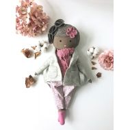 /LePetitFoxes Clothdoll, handmade linen doll, custom doll, rag doll, soft doll, dress up doll, french style doll, nursery decor doll, doll with embroidery