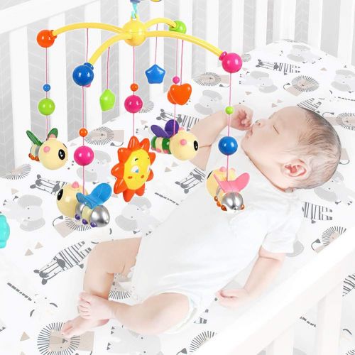  LeSharp Baby Musical Crib, Kid Baby Musical Crib Bed Cot Mobile Bee Animal Pendants Nusery Lullaby Toy Random Color
