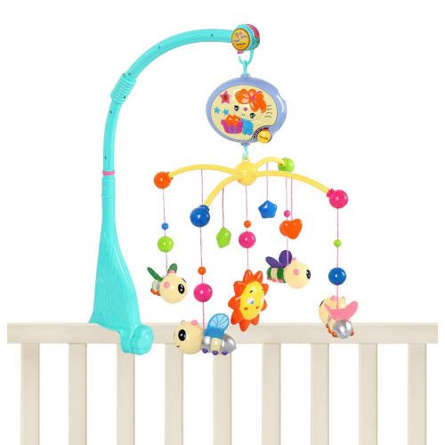  LeSharp Baby Musical Crib, Kid Baby Musical Crib Bed Cot Mobile Bee Animal Pendants Nusery Lullaby Toy Random Color