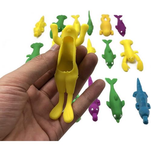  [아마존베스트]LeSharp Outdoor Toys, 1/5Pcs Lovely Octopus Sea Animal Stretchy Slingshot Finger Fling Toy Party Favor - Random Style 5pcs