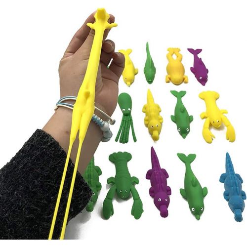  [아마존베스트]LeSharp Outdoor Toys, 1/5Pcs Lovely Octopus Sea Animal Stretchy Slingshot Finger Fling Toy Party Favor - Random Style 5pcs