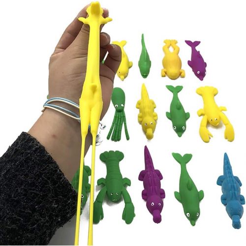  [아마존베스트]LeSharp Outdoor Toys, 1/5Pcs Lovely Octopus Sea Animal Stretchy Slingshot Finger Fling Toy Party Favor - Random Style 5pcs