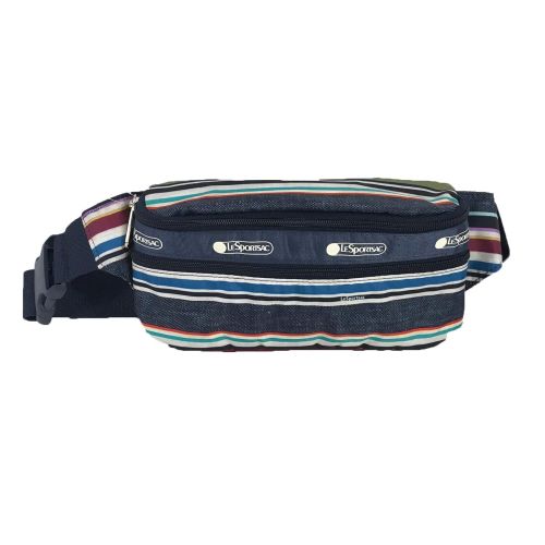  LeSportsac Striped Double Zip Belt Bag Waist Pack, Indigo Stripe