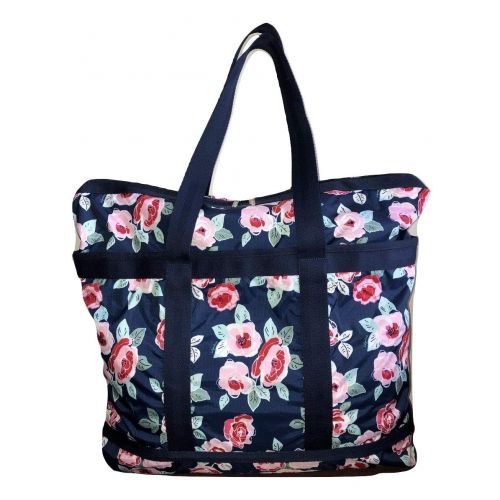  LeSportsac Navy Rose Travel Tote + Matching Cosmetic Bag