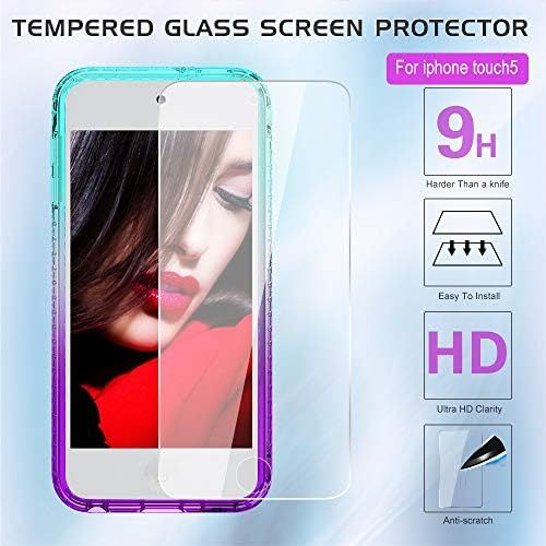  [아마존베스트]iPod Touch 7 Case, iPod Touch 6 Case, iPod Touch 5 Case with Tempered Glass Screen Protector [2 Pack] for Girls, LeYi Glitter Liquid Clear Phone Case for Apple iPod Touch 7th/ 6th/