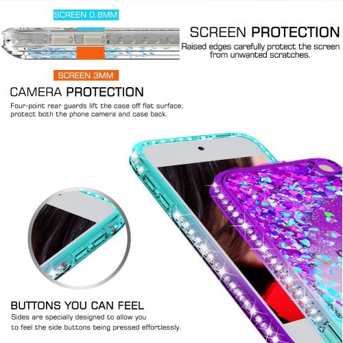  [아마존베스트]iPod Touch 7 Case, iPod Touch 6 Case, iPod Touch 5 Case with Tempered Glass Screen Protector [2 Pack] for Girls, LeYi Glitter Liquid Clear Phone Case for Apple iPod Touch 7th/ 6th/