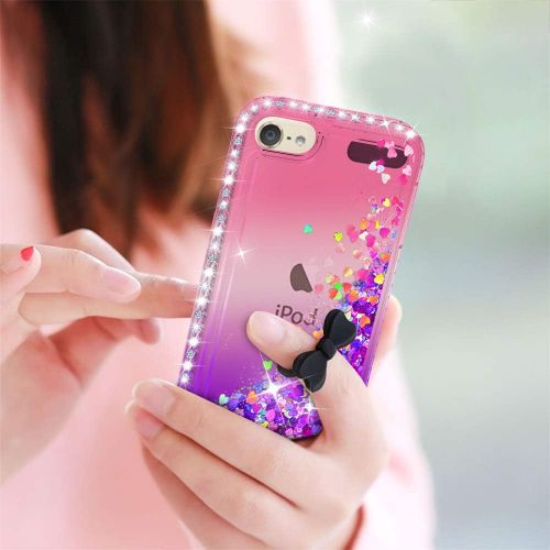  [아마존베스트]iPod Touch 7 Case, iPod Touch 6 Case, iPod Touch 5 Case with Tempered Glass Screen Protector [2 Pack] for Girls, LeYi Glitter Liquid Clear Phone Case for Apple iPod Touch 7th/ 6th/