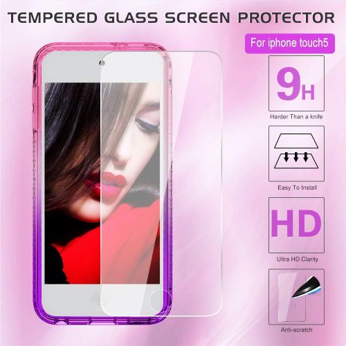  [아마존베스트]iPod Touch 7 Case, iPod Touch 6 Case, iPod Touch 5 Case with Tempered Glass Screen Protector [2 Pack] for Girls, LeYi Glitter Liquid Clear Phone Case for Apple iPod Touch 7th/ 6th/