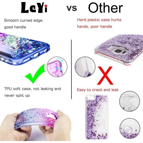  [아마존베스트]iPod Touch 7 Case, iPod Touch 6 Case, iPod Touch 5 Case with Tempered Glass Screen Protector [2 Pack] for Girls, LeYi Glitter Liquid Clear Phone Case for Apple iPod Touch 7th/ 6th/