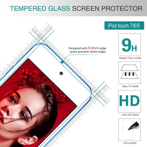  [아마존베스트]iPod Touch 7 Case, iPod Touch 6 Case, iPod Touch 5 Case with Tempered Glass Screen Protector [2 Pack], LeYi Shockproof Crystal Clear Soft Bumper Hard Case for Apple iPod Touch 7th/