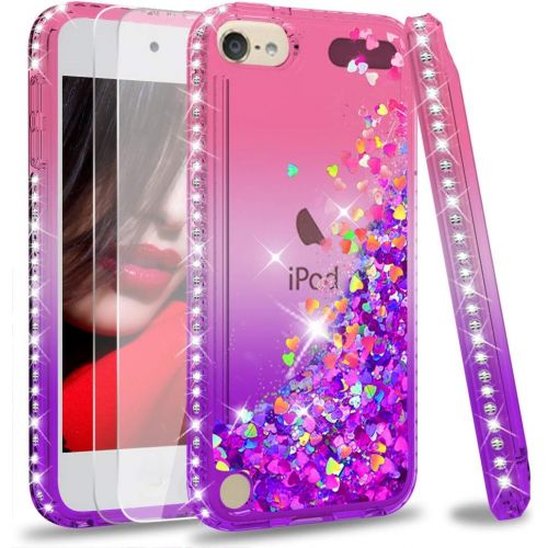  [아마존베스트]iPod Touch 7 Case, iPod Touch 6 Case, iPod Touch 5 Case with HD Screen Protector for Girls, LeYi Glitter Liquid Clear Phone Case (Rose Gold)