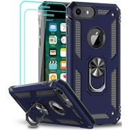[아마존베스트]LeYi Compatible for iPhone 8 Case, iPhone 7 Case, iPhone 6s/ 6 Case with Tempered Glass Screen Protector [2 Pack], Military-Grade Protective Phone Case with Ring Kickstand for iPho