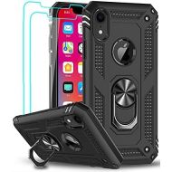 [아마존베스트]LeYi Compatible for iPhone XR Case with Tempered Glass Screen Protector [2Pack] for Women Men Teens, LeYi [Military-Grade] Protective Phone Case with Ring Kickstand for Apple iPhon
