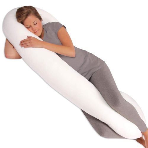  [아마존베스트]Leachco Snoogle Chic Supreme Pregnancy/Maternity Pillow with 100% Sateen Cotton Cover in Soothing White