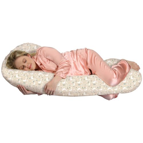  Snoogle Chic - Snoogle Total Body Pregnancy Pillow with Easy on-off Zippered Cover -BirdsBlue Leaf by Leachco