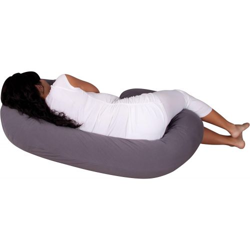  Leachco Snoogle Chic Jersey - Snoogle Total Body Pregnancy Pillow with Easy on-off Zippered Cover -Sky Gray Jersey