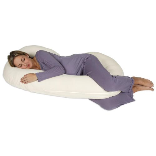  Leachco Snoogle Chic 100% Cotton Jersey Knit Total Body Pregnancy Pillow with Easy on-off Zippered Cover-Ivory